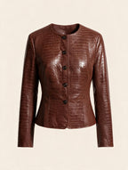Elettra Ferri fashionable button-detail turn-down collar coat, stylish outerwear with a classic design and button accents.