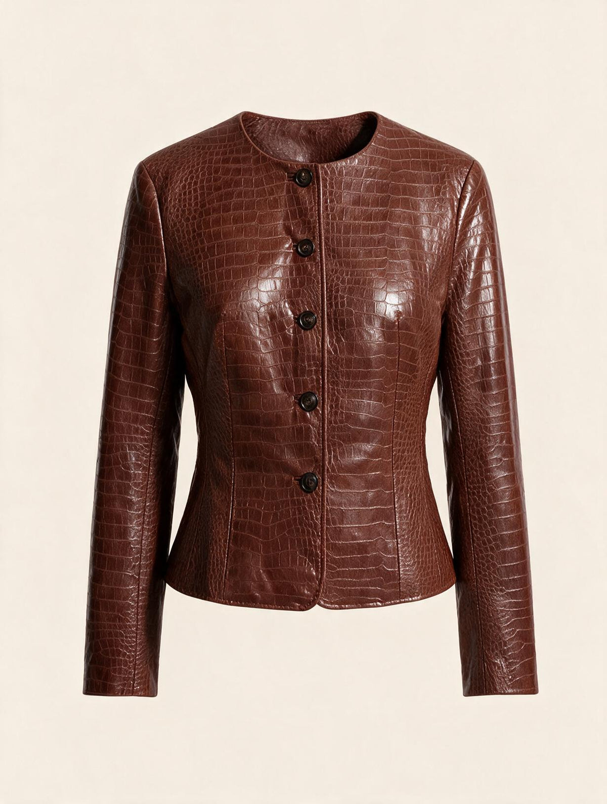 Elettra Ferri fashionable button-detail turn-down collar coat, stylish outerwear with a classic design and button accents.