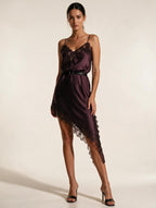 Elettra Ferri lace midi dress with intricate floral patterns, fitted bodice, and flowing skirt perfect for elegant occasions.