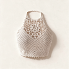 Elettra Ferri hollow-out knit cami top in casualwear, featuring a stylish open-knit design and sleeveless fit.