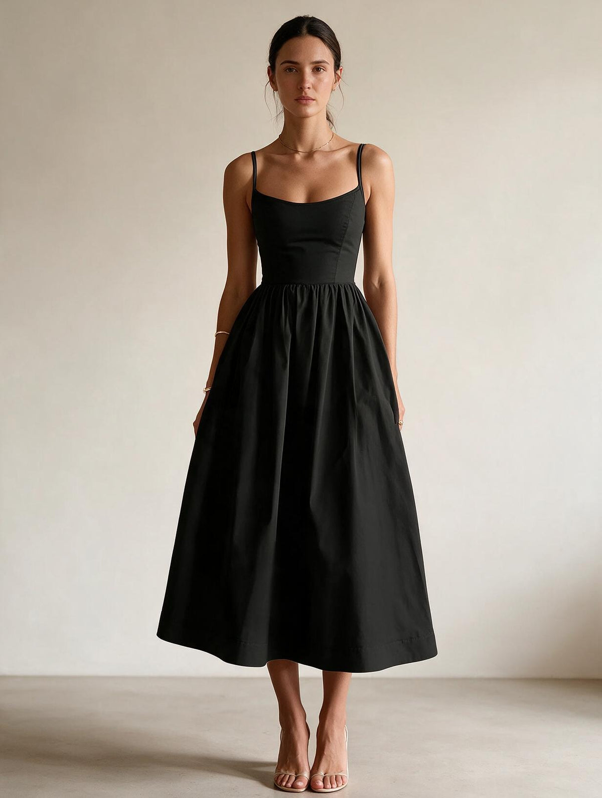Elettra Ferri ruched maxi dress in flowy fabric with gathered waist and elegant design, perfect for formal occasions.