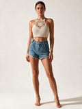 Elettra Ferri hollow-out knit cami top in casualwear, featuring a stylish, breathable design with a trendy cutout pattern.