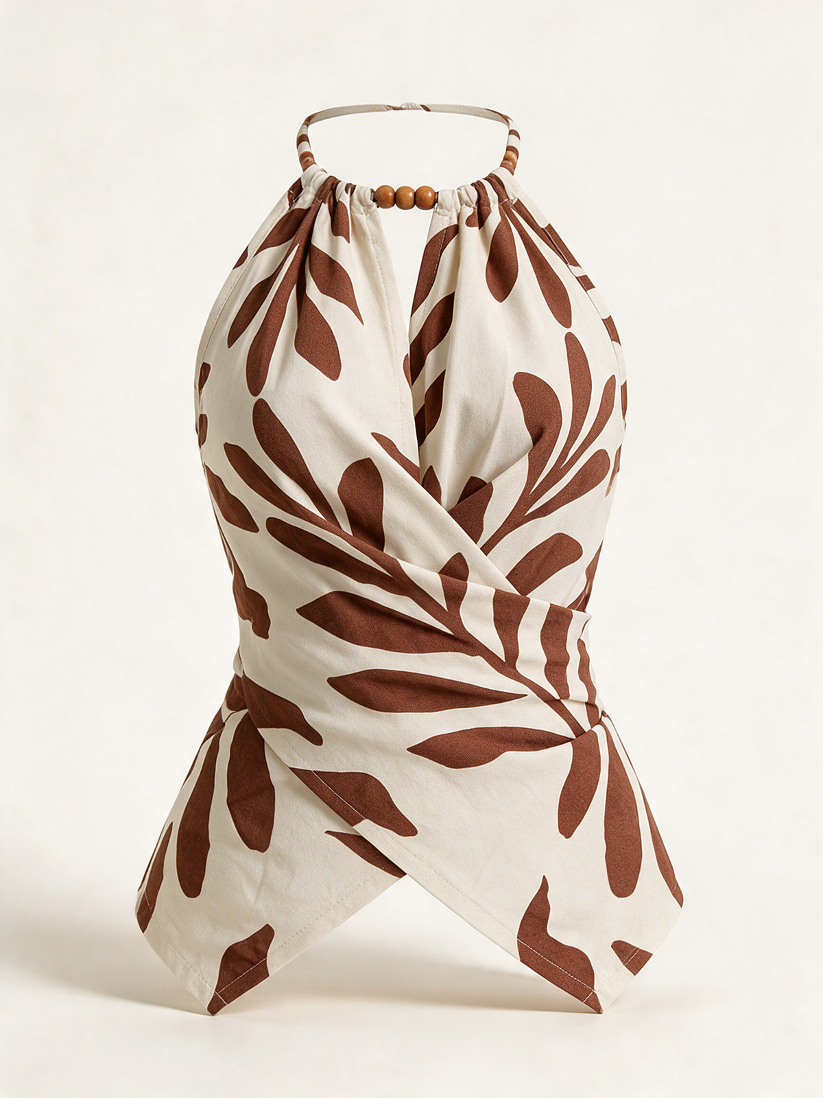 Elettra Ferri plant print cross-back tank top in casualwear style, featuring a vibrant botanical design on lightweight fabric.